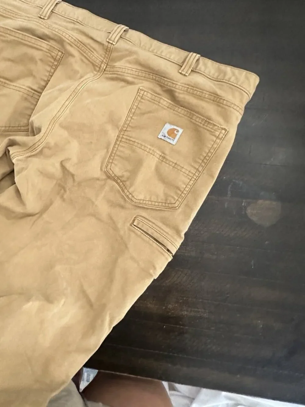 Carhartt Relaxed Fit Pants Tan Rugged Flex Canvas 42x32 Work Wear